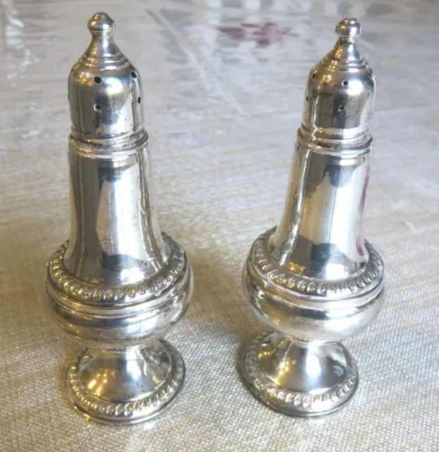 Vintage Empire 5" Tall Sterling Silver Weighted Salt & Pepper Shakers - 246