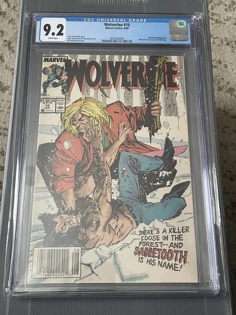 WOLVERINE #10 SABRETOOTH rarer NEWSSTAND cover NM- 9.2 CGC Marvel comics