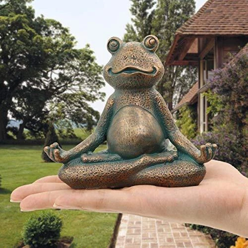 Meditating Frog Miniature Figurine,Zen Yoga Frog Garden Statue Ornament-