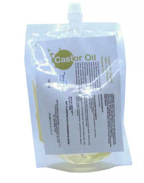 Castor Oil Organic Pure 100% cold pressed Hexane Free BP grade 100ml high purity