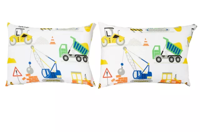 Construction Digger Pillowcases Childrens Kids Boys Bed Pillow Case Pack (Pair)