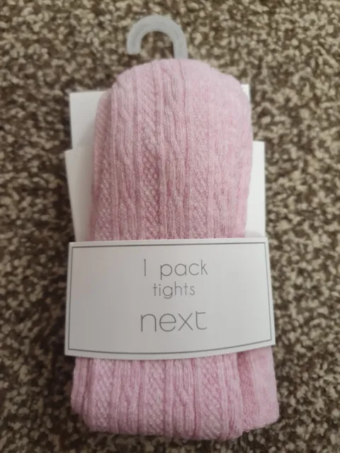 BNWT Next Baby Girls Pink Cable Tights 12-18 Months