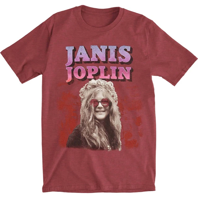 Men's Janis Joplin Rose Colored Glasses Slim Fit T-shirt Medium Heather Burgundy