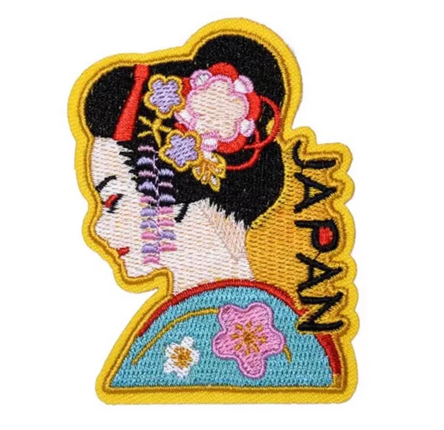 Japanese Asian Geisha  Embroidered Iron On Patch Applique 2426