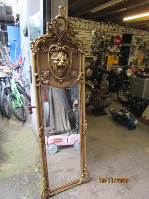 Large Antique Ornate Decorative Wall Mirror Shabby Chic lion head