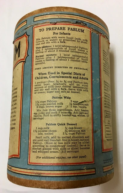 Pablum Invention VINTAGE PABLUM CEREAL Carton Baby Food Mead Johnson & Co. USA 1940's ...