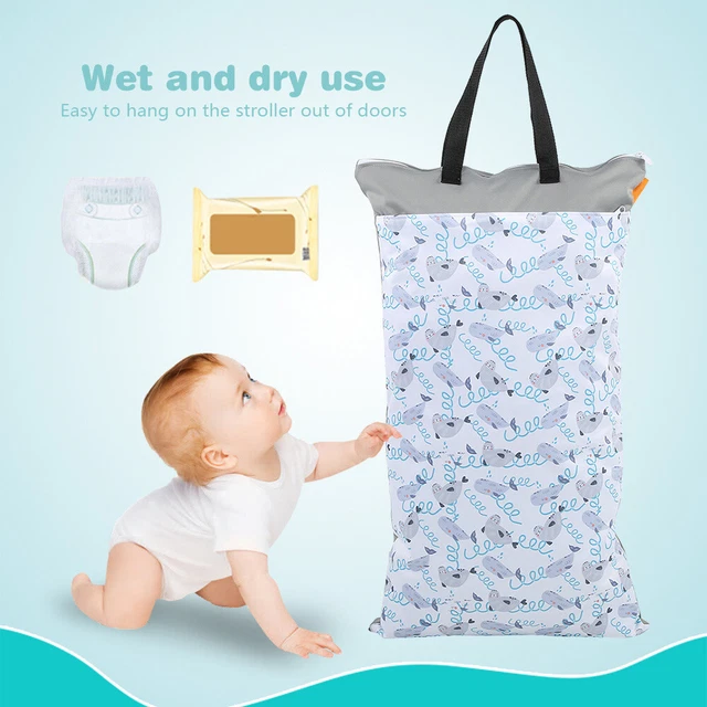 NEW LARGE HANGING Wet/Dry Cloth Diaper Bag Waterproof Baby Inserts