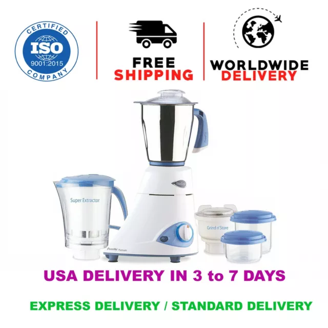 Preethi Blue Leaf 110 V 550 Watt Mixer Grinder FOR USA AND CANADA