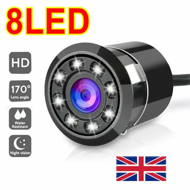 8LED Car Reversing Rear View IR Camera Parking Backup Night Visions Universal UK