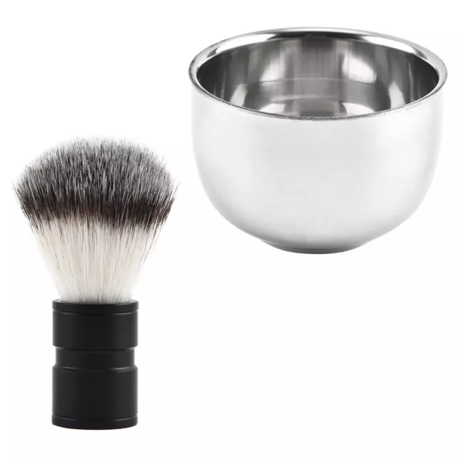 2 Pcs Aluminum Beard Brush Metal Bowl Man Shave Cream for Men Beauty Kit