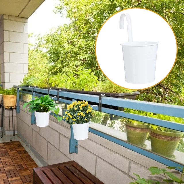 8pcs Métals suspendus en pot de jardin Pots Balconie Plotters Metal Bucket Flowe
