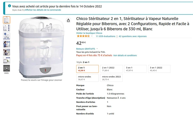Stérilisateur à Vapeur Naturelle Réglable pour Biberons