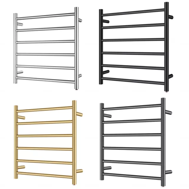 ACA 6 Bars Round Stainless Steel Electric Heated Towel Rack Rail Warmer Dryer