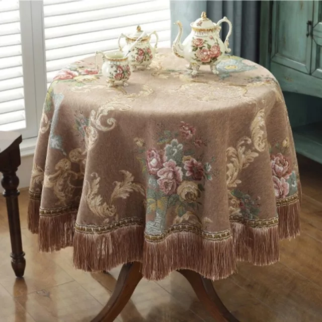 Dustproof Tassel Table Cloth Tablecloth Round Dining Desk Retro Table Cover 3