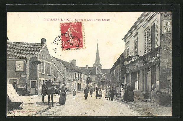 CPA Livilliers, Rue de la Chaise, vers Ennery, vue partielle