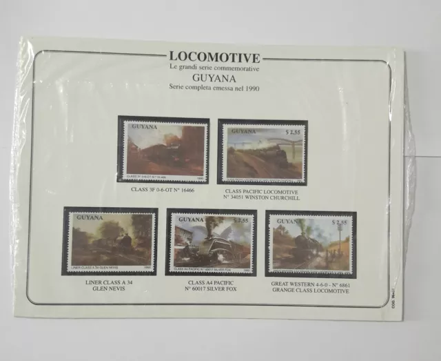 Francobolli Locomotive Le Serie Commemorative Guyana 1990