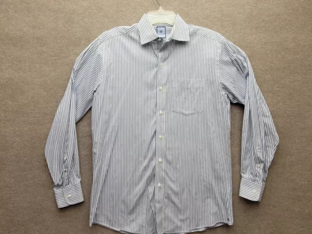 Tommy Hilfiger Shirt 15.5 Blue White Striped Button Up Long Sleeve Mens