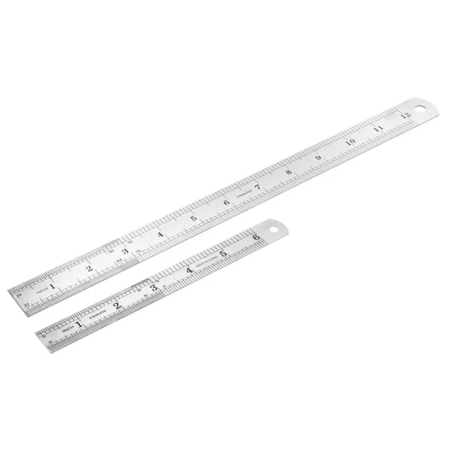 Stainless Steel Rulers set (6,12,inch) Straight Ruler Inches and Metric Scale