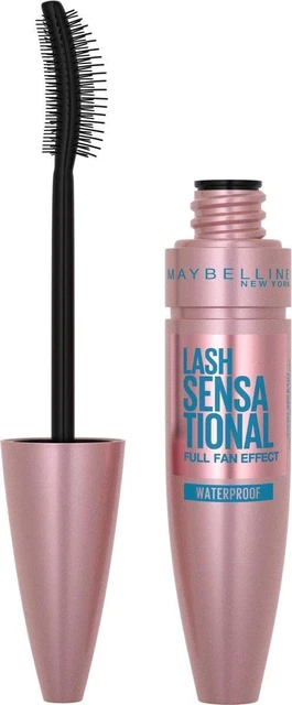 Máscara de pestañas Maybelline, pestañas sensacional volumización y espesamiento impermeable negra