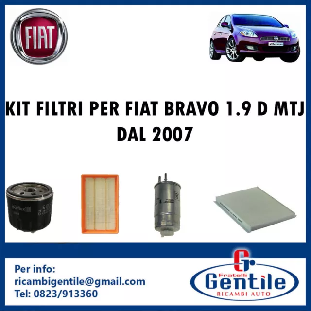 Kit 4 Filtri Tagliando Per Fiat Bravo 1.9 D Mtj 110Kw 150Cv Dal 04/2007 937A5000