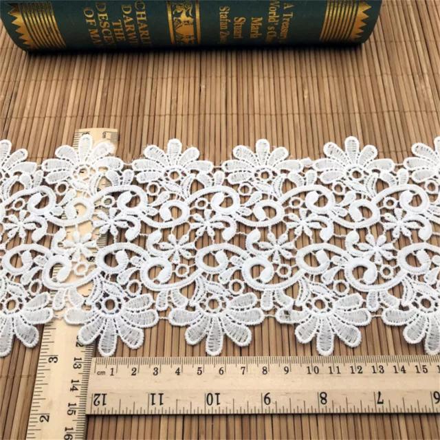 1 Yard White Cotton Floral Lace Trim Hollow Embroidered DIY Clothes Sewing Craft