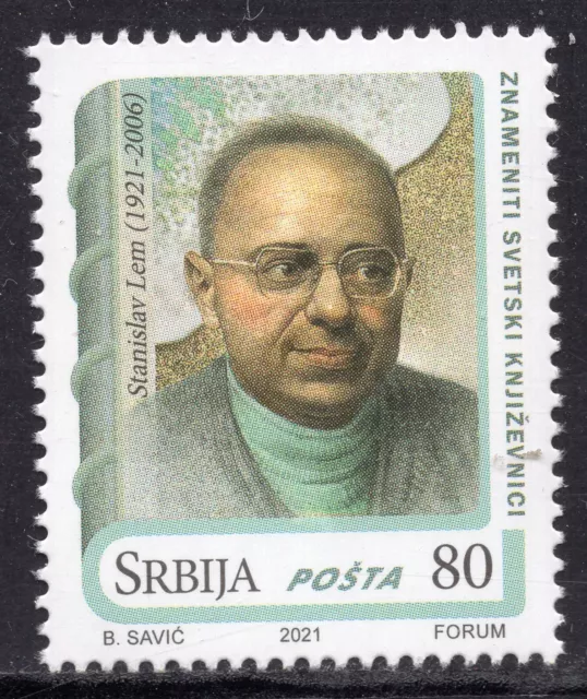 1718 - SERBIA 2021 - Escritor mundial famoso - Stanislaw Lem - Ucrania - Estampillada sin montar o nunca montada