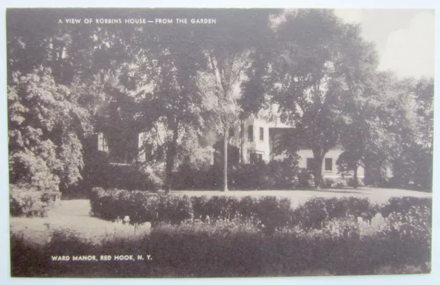 Vintage Postcard A View Of Robbins House From The Garden Ward Manor Red Hook Ny