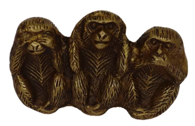 Three Wise Monkeys No See Hear Speak NO Evil Showpiece Brass Statue Paperweight