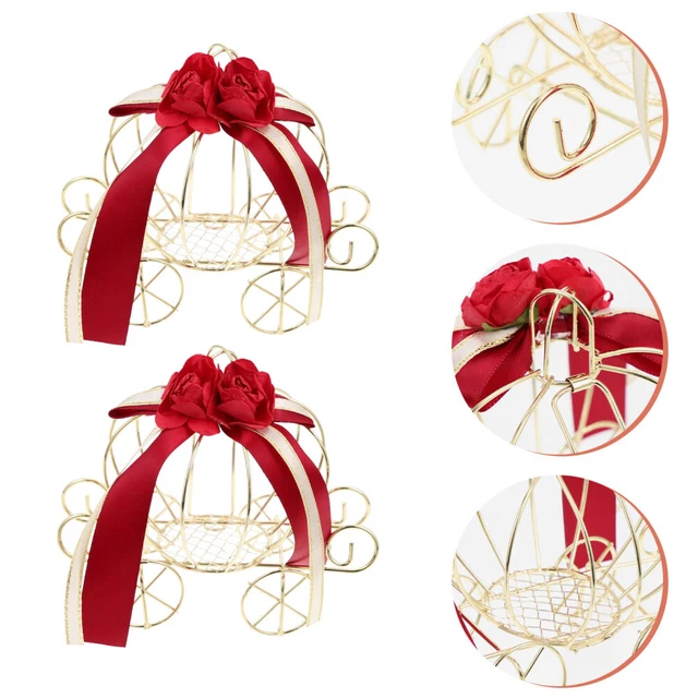 2Pcs Eisenhochzeit Süßigkeiten Geschenkbox Kürbiswagen Süßigkeiten Koffer