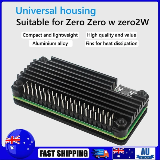 For Raspberry Pi Zero 2W Aluminum Shell Kit w/Vertical Pin Header (Black A)