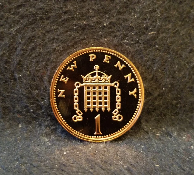 1977 Great Britain new penny, red proof, Elizabeth II, KM-915 (GB2)