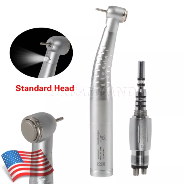 Dental Standard Fiber Optic Handpiece & 4Hole LED Light E-generator Coupler GX-1