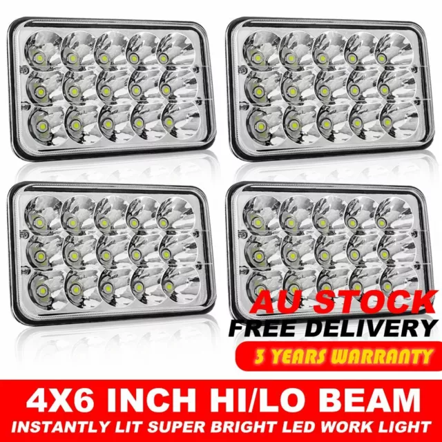 4Pcs 4x6" Led  Light Bulb Headlight Crystal Clear Sealed Beam High Low Beam