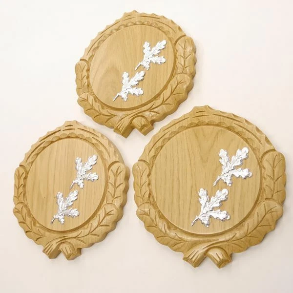 3 Pieza Keilerschilder Tallado Claro Af 14 CM Con 6 Pieza Aluminio Hoja de Roble 2