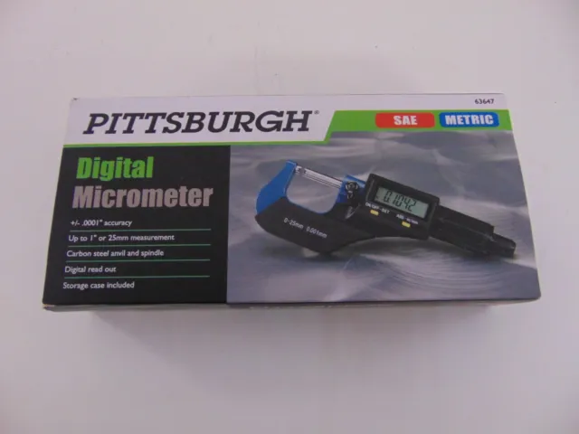 Pittsburgh Digital Micrometer With Case Metric & SAE #63647- NEW***JC684-3
