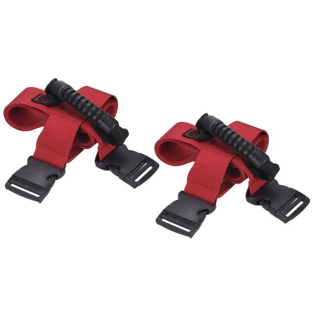 Carrying Strap with Handle, Cross Style Adjustable Nylon Belt, Red, 2pcs