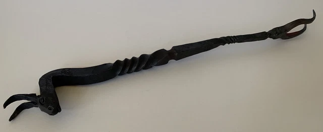 MEAT FORK HAND-FORGED MULE HEAD Wrought Iron Primitive WESTERN Camping Tool