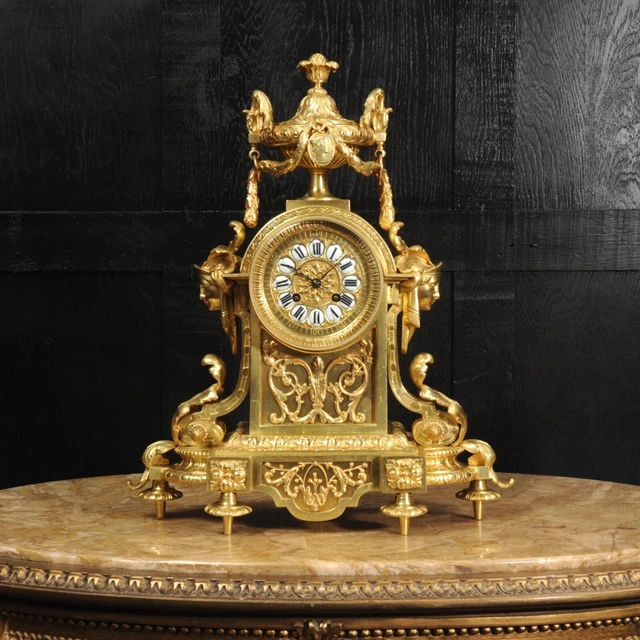 Japy Freres Louis XVI Neoclassical Gilt Bronze Antique French Clock