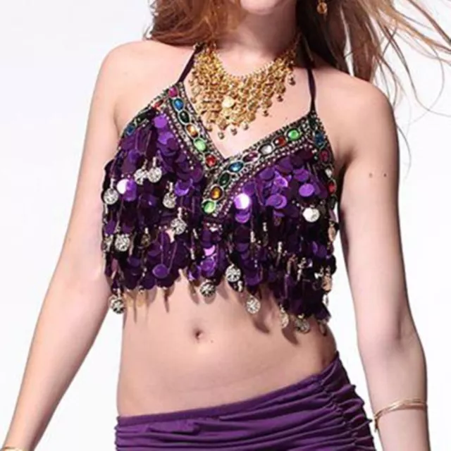 Belly Dance Bra Sequined Beaded Top Sexy Dancing Costume Festival Fringe Costume 3