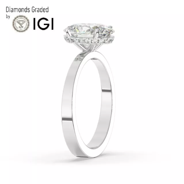 IGI, Oval Cut Lab-Grown Diamond Hidden Halo Engagement Ring, 950 Platinum