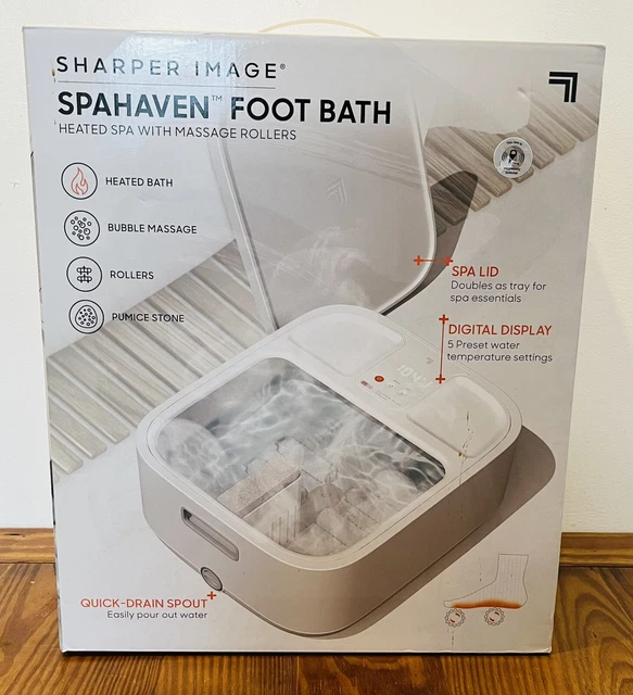 SHARPER IMAGE SPAHAVEN Foot Bath, Heated Spa with Massage Rollers & LED