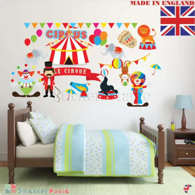 Circus Wall Stickers 100% REMOVABLE Nursery Baby Boy Girl Kids Bedroom Décor Art