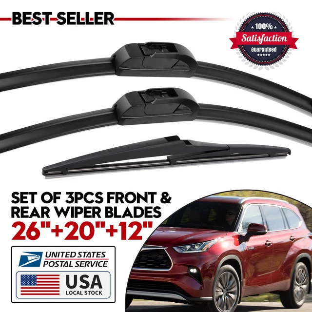 FRONT+REAR WIPER BLADES fit Toyota Highlander 20072013 Windshield
