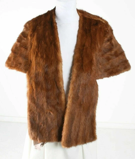GENUINE AMBER MINK FUR Cape 74" x 16" CLASSY Wrap Capelet Shawl Stole 752 USA