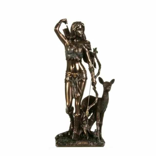 Artemis Diana Déesse grecque avec cerf Statue en bronze coulé à froid...