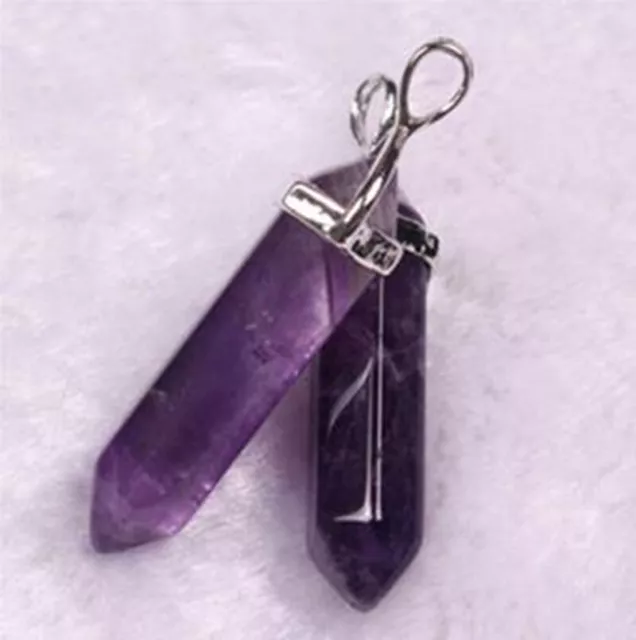 Natural Gemstone Quartz Crystal Hexagonal Point Reiki Chakra Pendant Necklaces