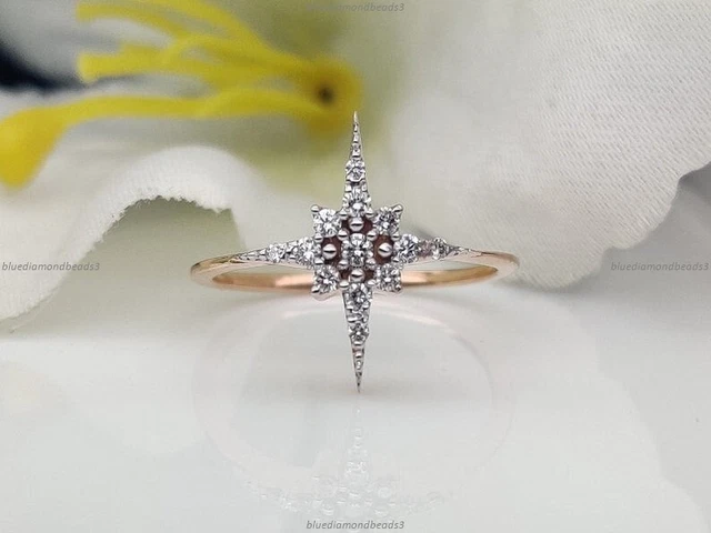 Gift For Her 14k Yellow Gold Natural Diamond Spark Art Deco Birthday Ring