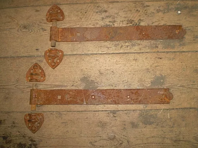 Large Pair of French 19th Century Door Hinges and Brackets,Architectural Salvage