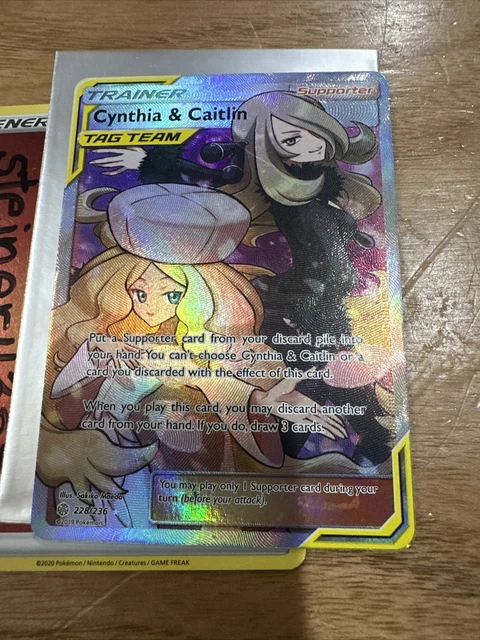 Pokemon Cynthia & Caitlin Tag Team Full Art Trainer Cosmic Eclipse 228/236