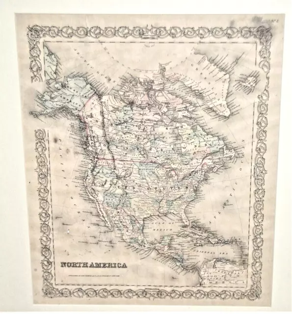 Colton's North America Engraved Color Map 1855